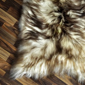 XXL ÖKO Island Schaffell weiß braun geflammt 125x80 Teppich #9579