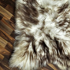 XXXL ÖKO Island Schaffell weiß braun geflammt 135x90 Teppich #9580