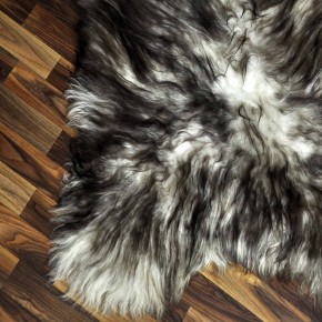 XXXL ÖKO Island Schaffell weiß braun geflammt 130x85 Teppich #9584