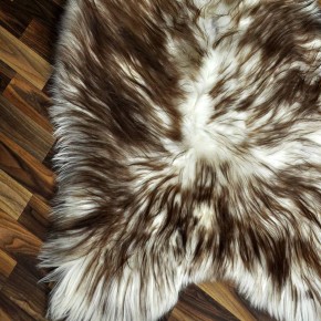 XXXL ÖKO Island Schaffell weiß braun geflammt 135x85 Teppich #9587