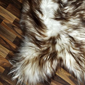 XXXL ÖKO Island Schaffell weiß braun geflammt 140x80 Teppich #9588