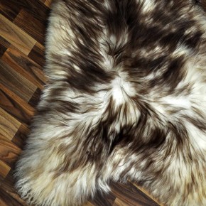 XXXL ÖKO Island Schaffell weiß braun geflammt 130x85 Teppich #9589