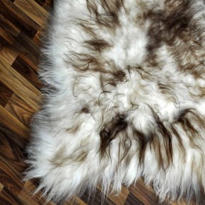 XXXL ÖKO Island Schaffell weiß braun geflammt 135x90 Kamin Fell #9591