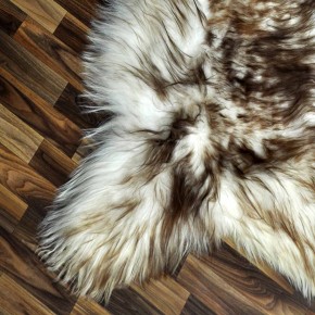 XXXL ÖKO Island Schaffell weiß braun geflammt 130x75 Mufflon #9598