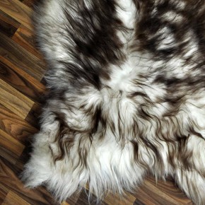 XXXL ÖKO Island Schaffell weiß braun geflammt 130x85 Mufflon #9600