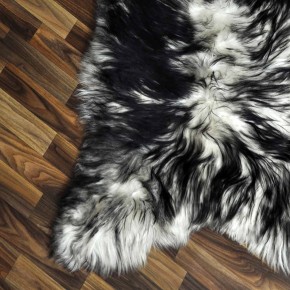 XXL ÖKO Island Schaffell weiß schwarz geflammt 125x80 Pelz #9611