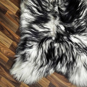 XXXL ÖKO Island Schaffell weiß schwarz geflammt 130x90 #9613
