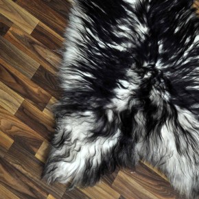 XXL ÖKO Island Schaffell weiß schwarz geflammt 120x75 Pelz #9615
