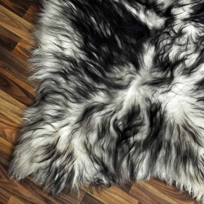XXL ÖKO Island Schaffell weiß schwarz geflammt 125x90 Pelz #9622