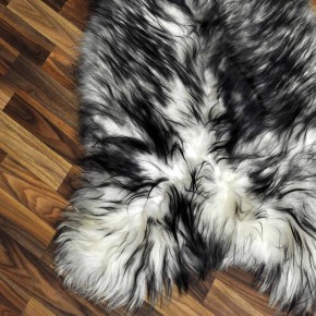 XXL ÖKO Island Schaffell weiß schwarz geflammt 120x75 Pelz #9625