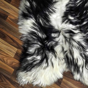 XXL ÖKO Island Schaffell weiß schwarz geflammt 125x75 Pelz #9626