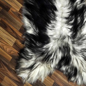 XXL ÖKO Island Schaffell weiß schwarz geflammt 125x75 Pelz #9627