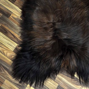 XXL ÖKO Island Schaffell schwarz braun geflammt 120x80 Feuer Kamin #9630