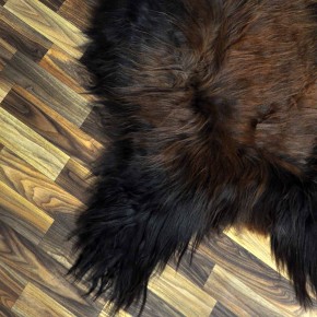 XXL ÖKO Island Schaffell schwarz braun geflammt 125x85 Feuer Kamin #9631