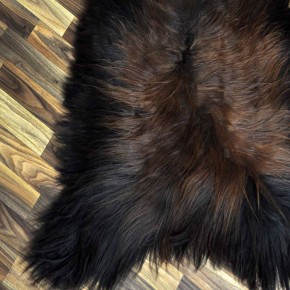 XXXL ÖKO Island Schaffell schwarz braun geflammt 130x80 Feuer Kamin #9634