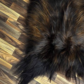 XXL ÖKO Island Schaffell schwarz braun geflammt 125x70 Feuer Kamin #9636