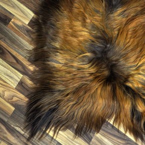 XXL ÖKO Island Schaffell schwarz braun geflammt 125x80 Feuer Kamin #9638