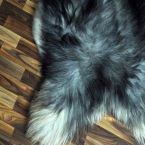 XXXL ÖKO Island Schaffell grau schwarzbraun 130x80 rustikal #9690