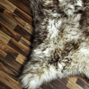 XXXL ÖKO Schaffell Lammfell weiss braun geflammt 140x80 Mufflon #9751