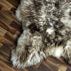 XXXL ÖKO Schaffell Lammfell weiss braun geflammt 140x80 Mufflon #9752