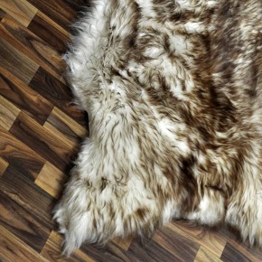 XXXL ÖKO Schaffell Lammfell weiss braun geflammt 130x85 Mufflon #9753