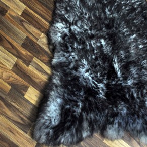 XXXL ÖKO Schaffell Lammfell grau schwarz geflammt 150x90 riesig #9759