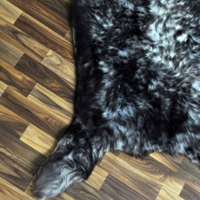 XXXL ÖKO Schaffell Lammfell grau schwarz geflammt 130x75 riesig #9763