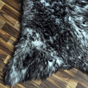 XXL ÖKO Schaffell Lammfell grau schwarz geflammt 125x85 Pelz #9764