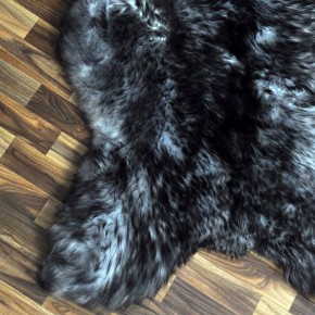 XXXL ÖKO Schaffell Lammfell grau schwarz geflammt 130x85 riesig #9766