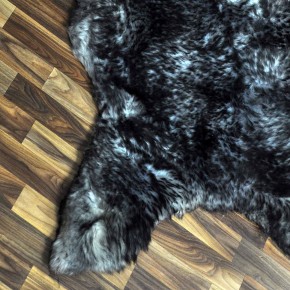 XXL ÖKO Schaffell Lammfell grau schwarz geflammt 125x80 Pelz #9769