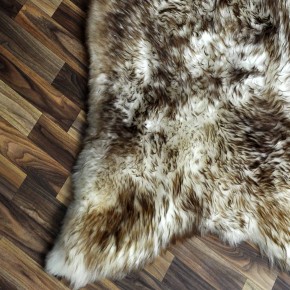 XXXL ÖKO Schaffell Lammfell weiss braun geflammt 130x80 Mufflon #9784