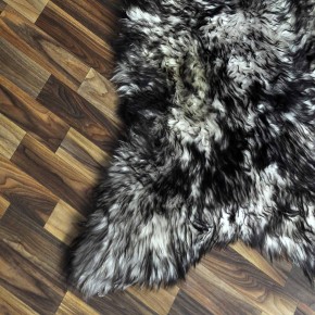 XXL ÖKO Schaffell Lamm weiss schwarzbraun geflammt 120x75 Mufflon #9792