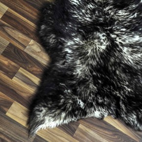 XXL ÖKO Schaffell Lamm weiss schwarzbraun geflammt 115x70 Mufflon #9793