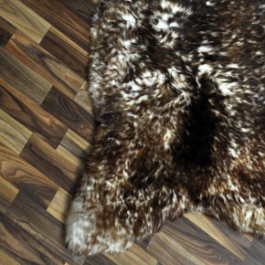 XXL ÖKO Schaffell Lammfell weiss braun geflammt 125x75 Mufflon #9812