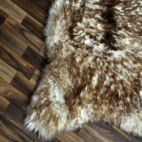 XXL ÖKO Schaffell Lammfell weiss braun geflammt 125x80 Mufflon #9816