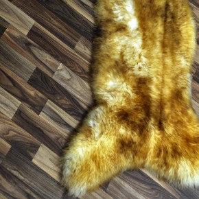 XXL ÖKO Schaffell Lammfell weiß braun geflammt 125x65 #9829