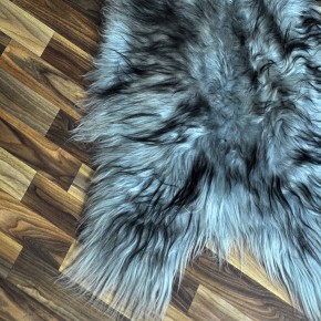XL Island Schaffell grau schwarz geflammt 110x65 Krampus #9858
