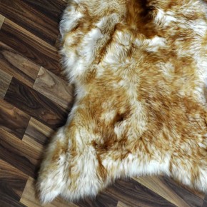 Schaffell Lammfell weiß braun geflammt 100x70 Katzenbett #9884