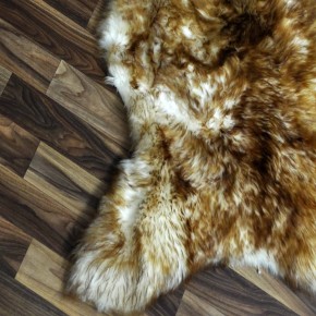 Schaffell Lammfell weiß braun geflammt 95x65 Katzenbett #9887